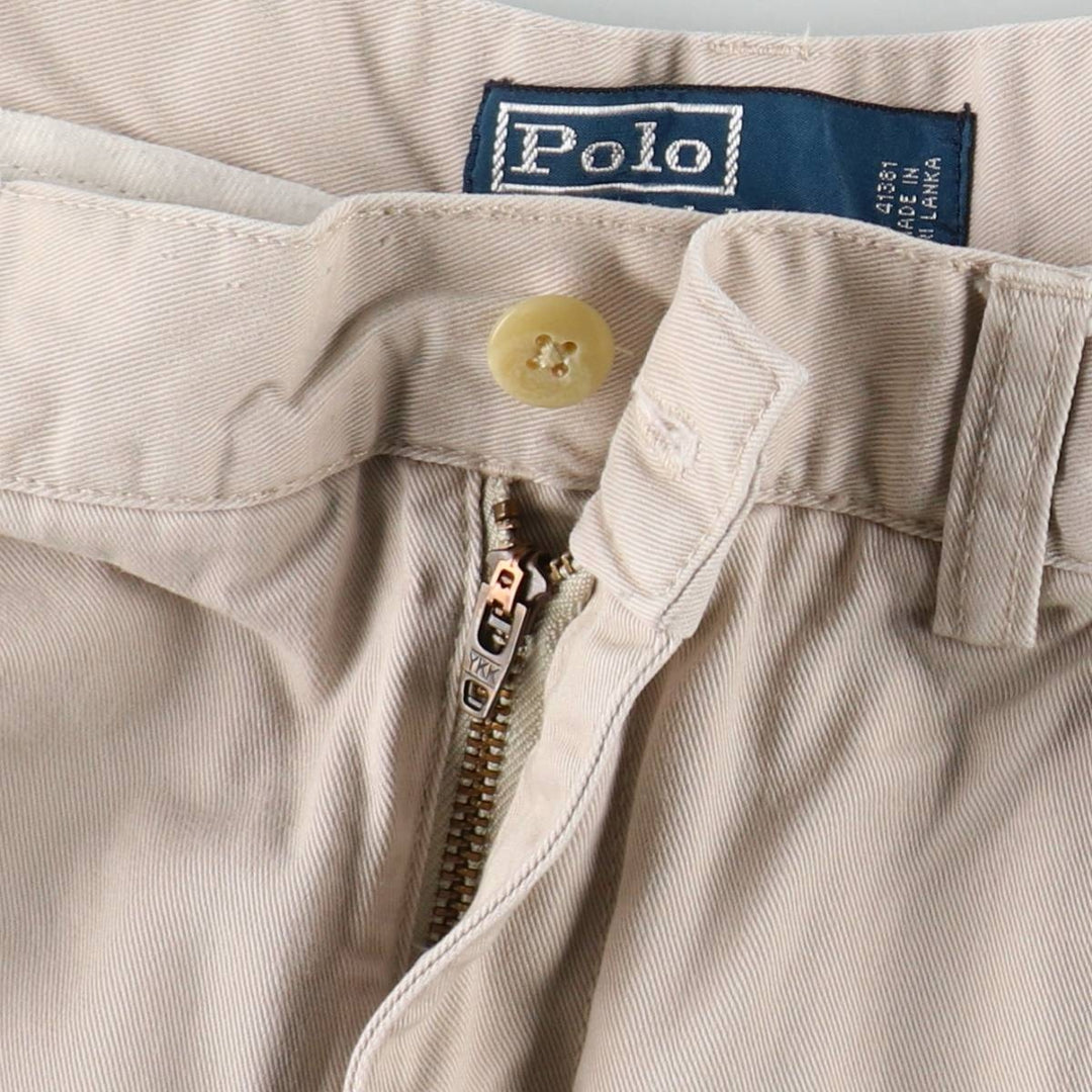 Ralph Lauren POLO by Ralph Lauren ANDREW SHORT Two-pleat chino shorts, short pants, men's size W32 cotton ivory Vintage Second Hand