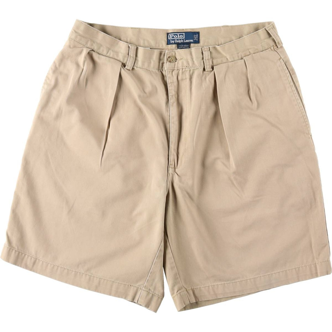Ralph Lauren POLO by Ralph Lauren TYLER SHORT Two-pleat chino shorts, short pants, men's size W34 cotton Beige type Vintage Second Hand
