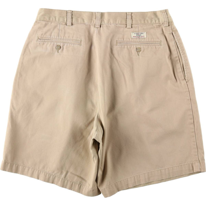 Ralph Lauren POLO by Ralph Lauren TYLER SHORT Two-pleat chino shorts, short pants, men's size W34 cotton Beige type Vintage Second Hand