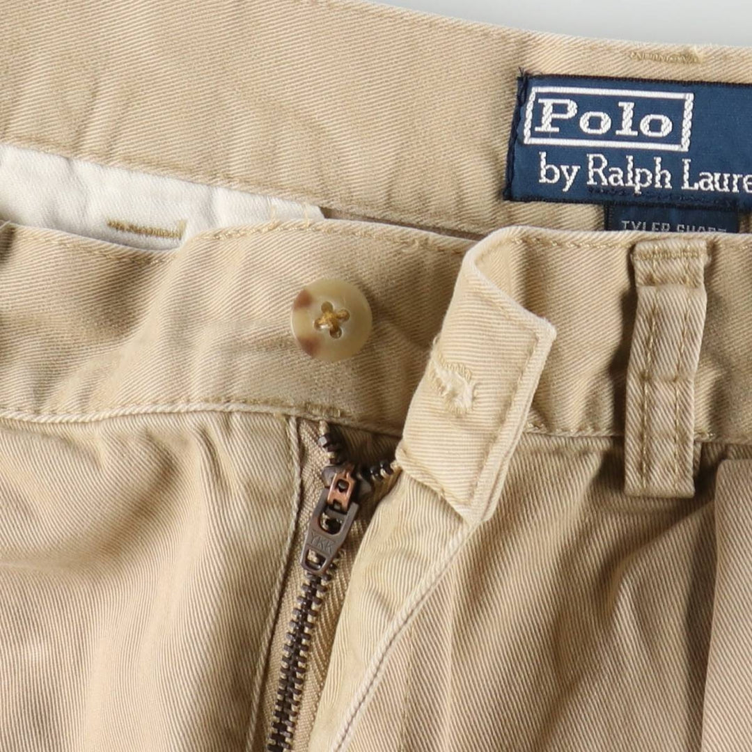 Ralph Lauren POLO by Ralph Lauren TYLER SHORT Two-pleat chino shorts, short pants, men's size W34 cotton Beige type Vintage Second Hand