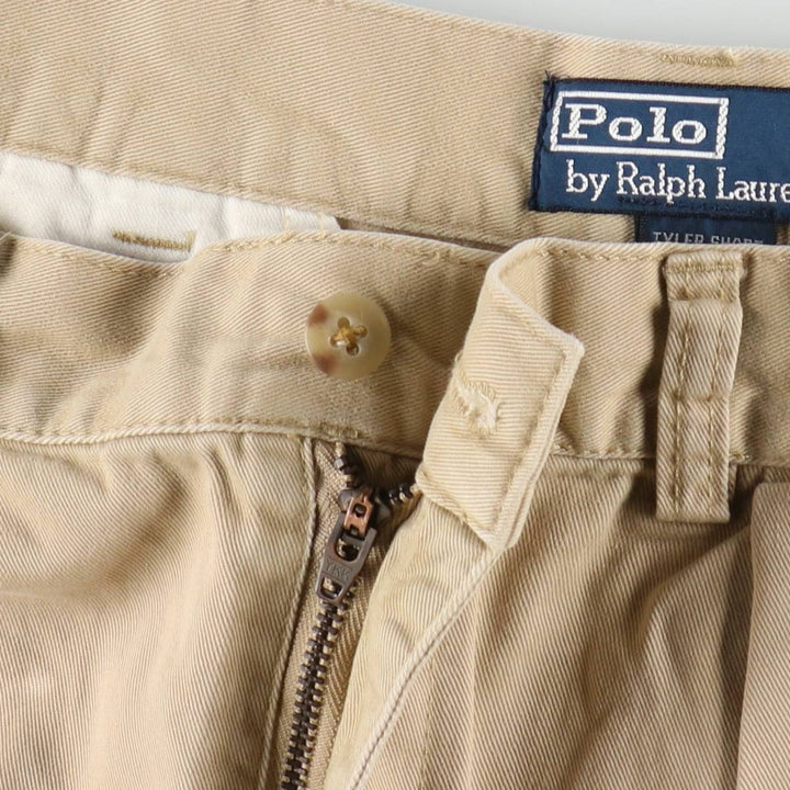 Ralph Lauren POLO by Ralph Lauren TYLER SHORT Two-pleat chino shorts, short pants, men's size W34 cotton Beige type Vintage Second Hand