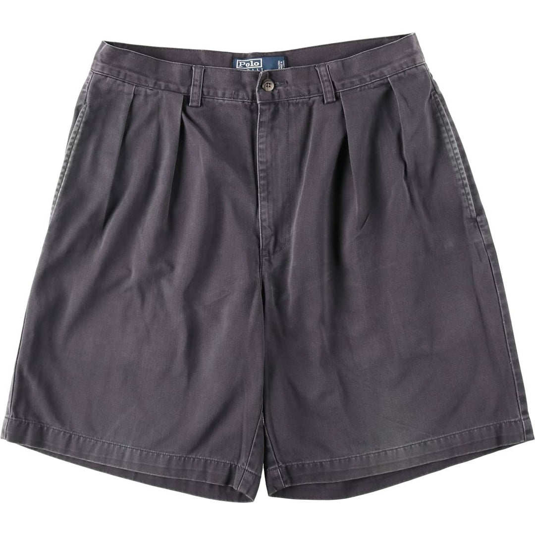 Ralph Lauren POLO by Ralph Lauren TYLER SHORT Two-pleat chino shorts, short pants, men's size W33 cotton Charcoal Vintage Second Hand