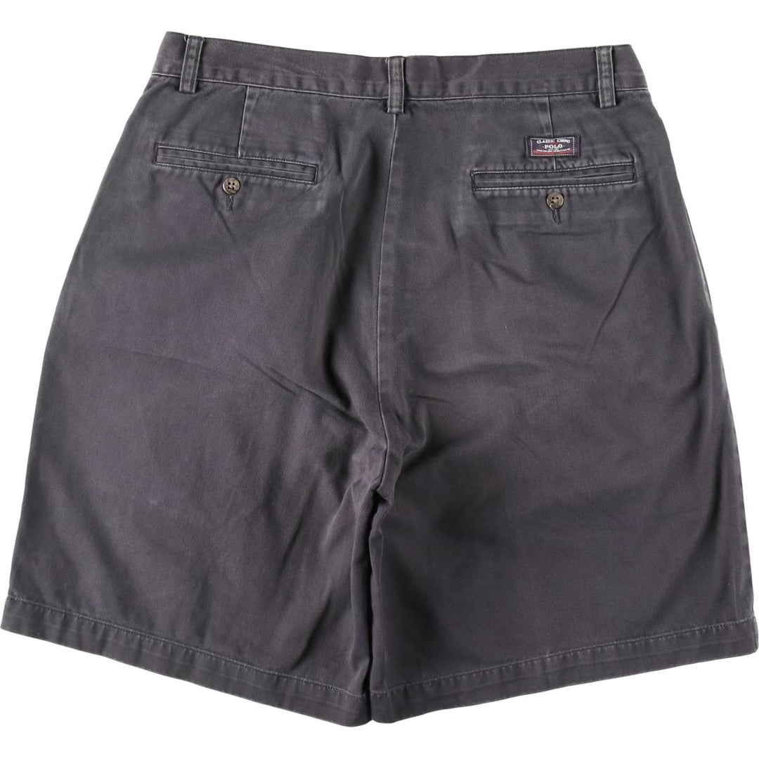Ralph Lauren POLO by Ralph Lauren TYLER SHORT Two-pleat chino shorts, short pants, men's size W33 cotton Charcoal Vintage Second Hand