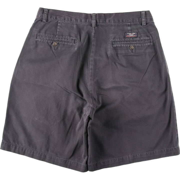 Ralph Lauren POLO by Ralph Lauren TYLER SHORT Two-pleat chino shorts, short pants, men's size W33 cotton Charcoal Vintage Second Hand