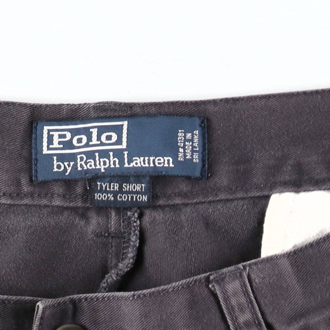 Ralph Lauren POLO by Ralph Lauren TYLER SHORT Two-pleat chino shorts, short pants, men's size W33 cotton Charcoal Vintage Second Hand
