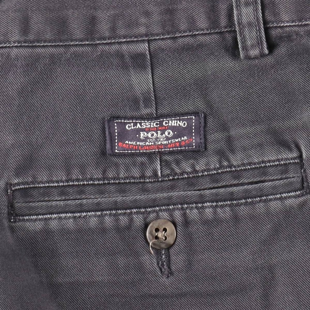 Ralph Lauren POLO by Ralph Lauren TYLER SHORT Two-pleat chino shorts, short pants, men's size W33 cotton Charcoal Vintage Second Hand