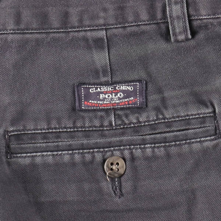 Ralph Lauren POLO by Ralph Lauren TYLER SHORT Two-pleat chino shorts, short pants, men's size W33 cotton Charcoal Vintage Second Hand
