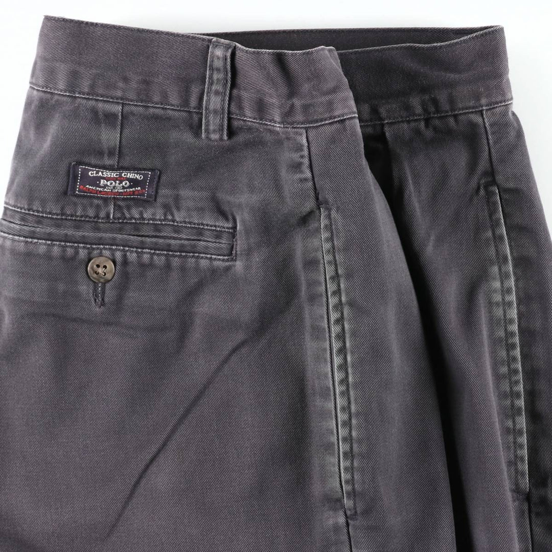 Ralph Lauren POLO by Ralph Lauren TYLER SHORT Two-pleat chino shorts, short pants, men's size W33 cotton Charcoal Vintage Second Hand