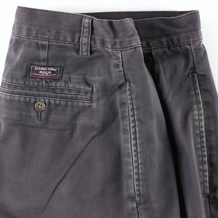Ralph Lauren POLO by Ralph Lauren TYLER SHORT Two-pleat chino shorts, short pants, men's size W33 cotton Charcoal Vintage Second Hand