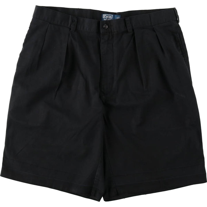 Ralph Lauren POLO by Ralph Lauren TYLER SHORT Two-Pleat Chino Shorts, Men's Size W38 (approx.) cotton black type Vintage Second Hand