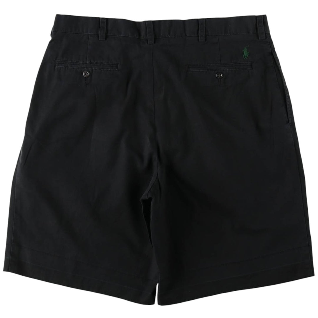 Ralph Lauren POLO by Ralph Lauren TYLER SHORT Two-Pleat Chino Shorts, Men's Size W38 (approx.) cotton black type Vintage Second Hand