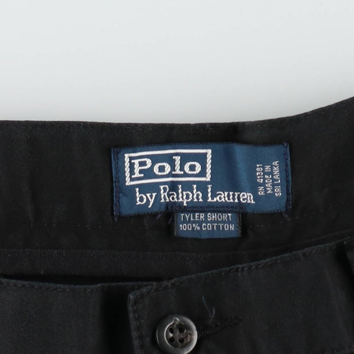 Ralph Lauren POLO by Ralph Lauren TYLER SHORT Two-Pleat Chino Shorts, Men's Size W38 (approx.) cotton black type Vintage Second Hand