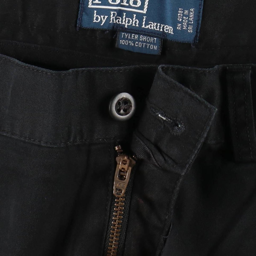 Ralph Lauren POLO by Ralph Lauren TYLER SHORT Two-Pleat Chino Shorts, Men's Size W38 (approx.) cotton black type Vintage Second Hand
