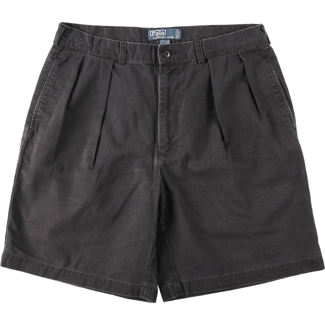 Ralph Lauren POLO by Ralph Lauren TYLER SHORT Two-pleat chino shorts, short pants, men's size W34 cotton Charcoal Vintage Second Hand