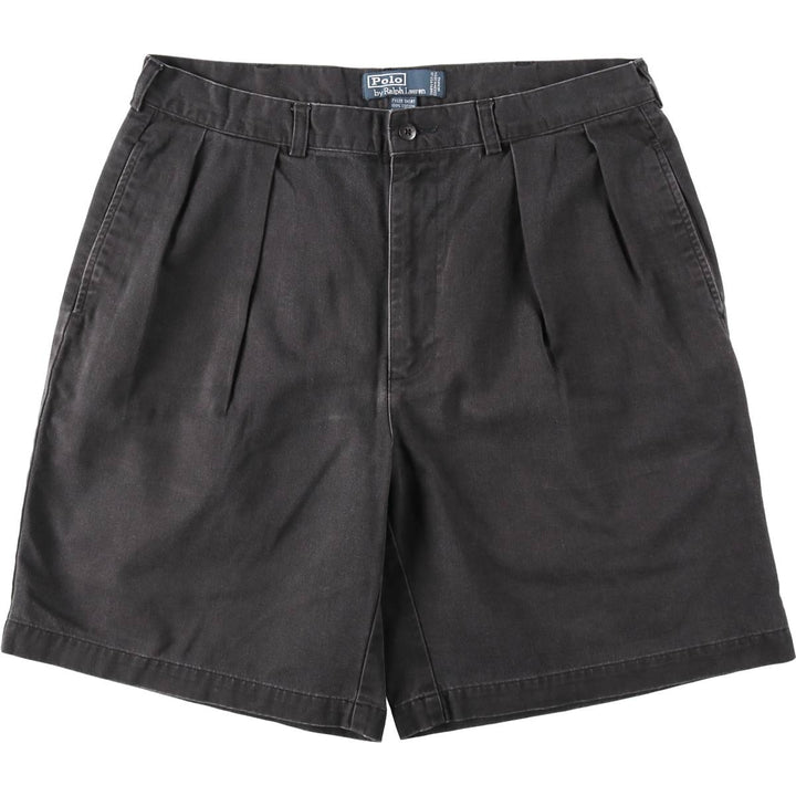 Ralph Lauren POLO by Ralph Lauren TYLER SHORT Two-pleat chino shorts, short pants, men's size W34 cotton Charcoal Vintage Second Hand