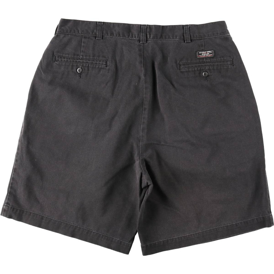 Ralph Lauren POLO by Ralph Lauren TYLER SHORT Two-pleat chino shorts, short pants, men's size W34 cotton Charcoal Vintage Second Hand