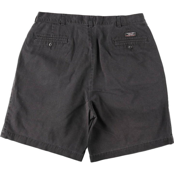 Ralph Lauren POLO by Ralph Lauren TYLER SHORT Two-pleat chino shorts, short pants, men's size W34 cotton Charcoal Vintage Second Hand