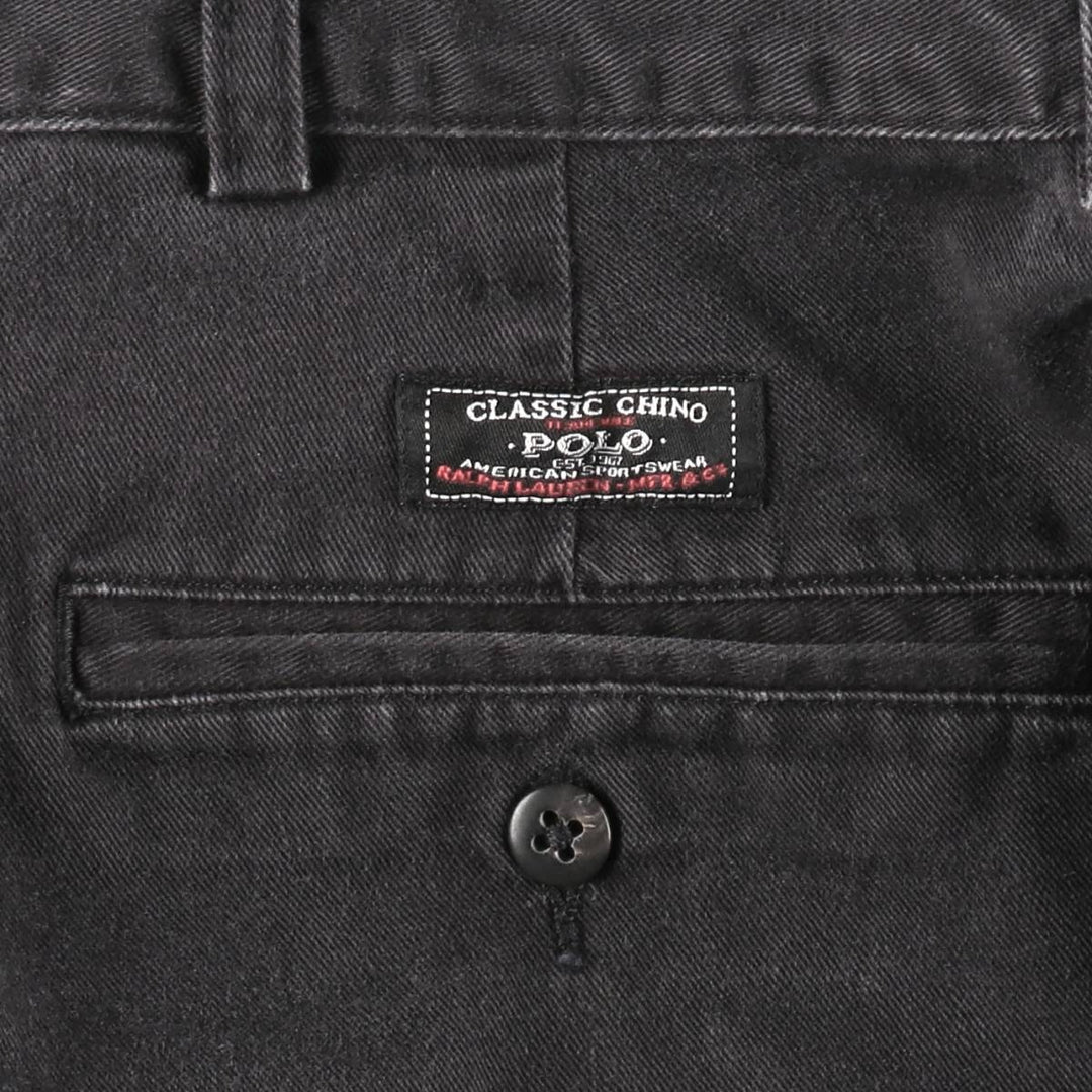 Ralph Lauren POLO by Ralph Lauren TYLER SHORT Two-pleat chino shorts, short pants, men's size W34 cotton Charcoal Vintage Second Hand