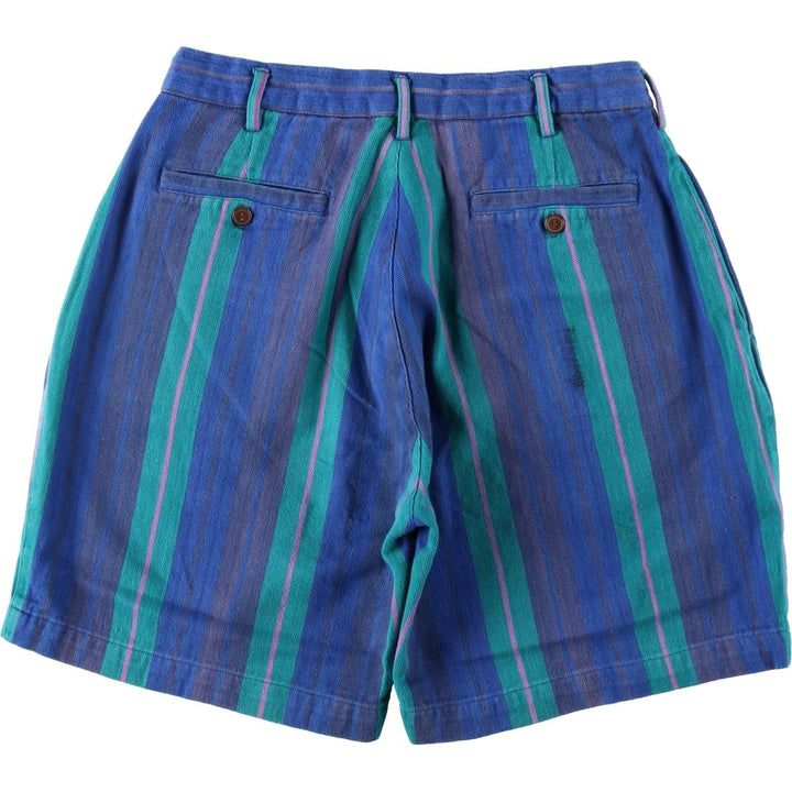 1980'S Ralph Lauren CHAPS Multi-stripe Two-pleat Chino Shorts, Men's W30 (approx.) cotton blue type Vintage Second Hand