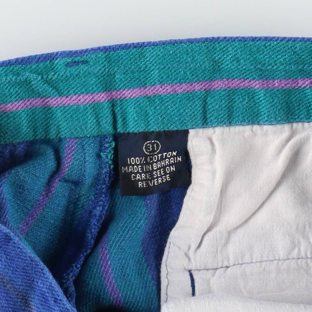 1980'S Ralph Lauren CHAPS Multi-stripe Two-pleat Chino Shorts, Men's W30 (approx.) cotton blue type Vintage Second Hand