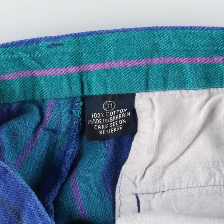 1980'S Ralph Lauren CHAPS Multi-stripe Two-pleat Chino Shorts, Men's W30 (approx.) cotton blue type Vintage Second Hand