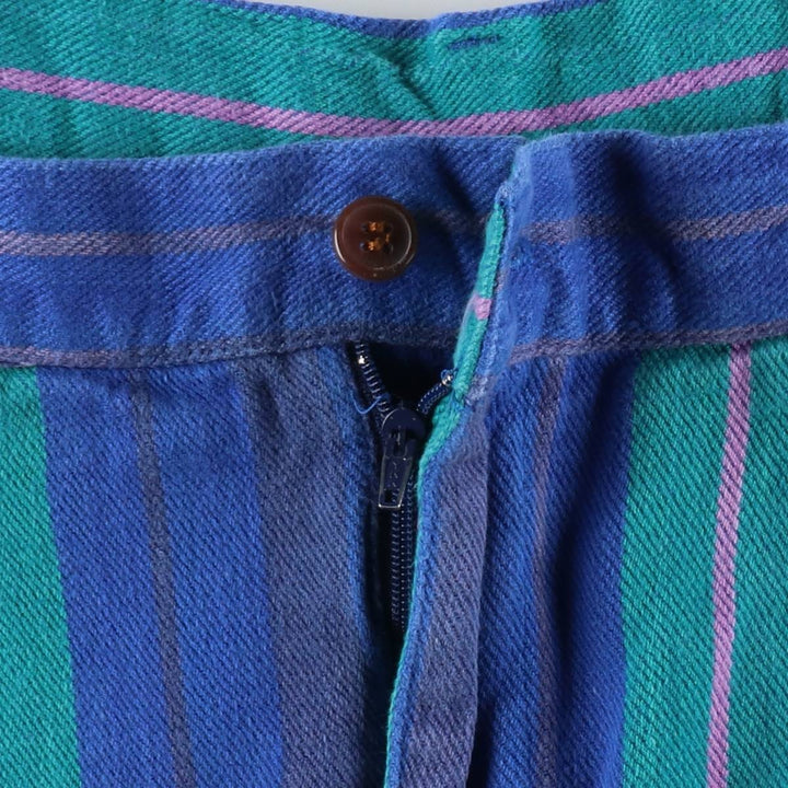 1980'S Ralph Lauren CHAPS Multi-stripe Two-pleat Chino Shorts, Men's W30 (approx.) cotton blue type Vintage Second Hand