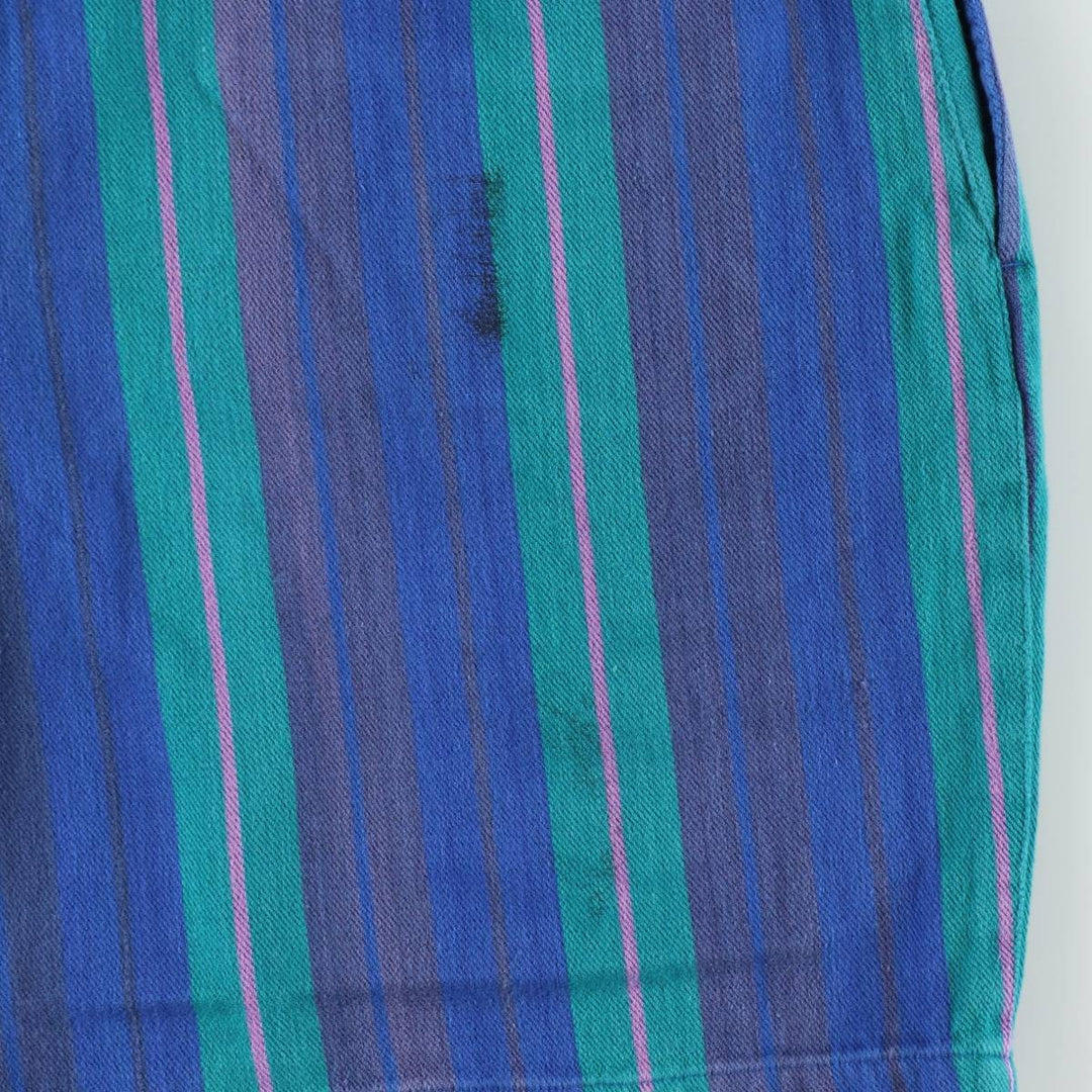 1980'S Ralph Lauren CHAPS Multi-stripe Two-pleat Chino Shorts, Men's W30 (approx.) cotton blue type Vintage Second Hand