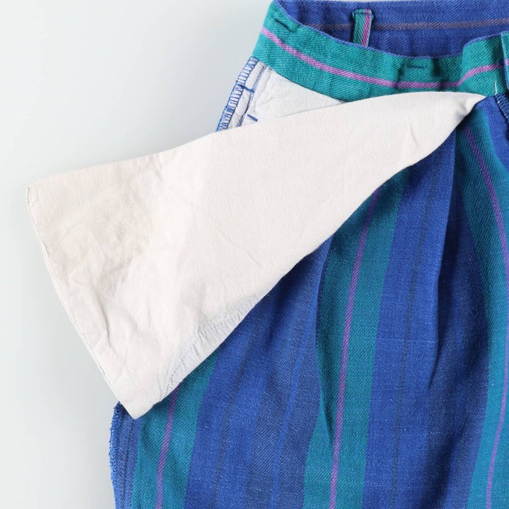1980'S Ralph Lauren CHAPS Multi-stripe Two-pleat Chino Shorts, Men's W30 (approx.) cotton blue type Vintage Second Hand