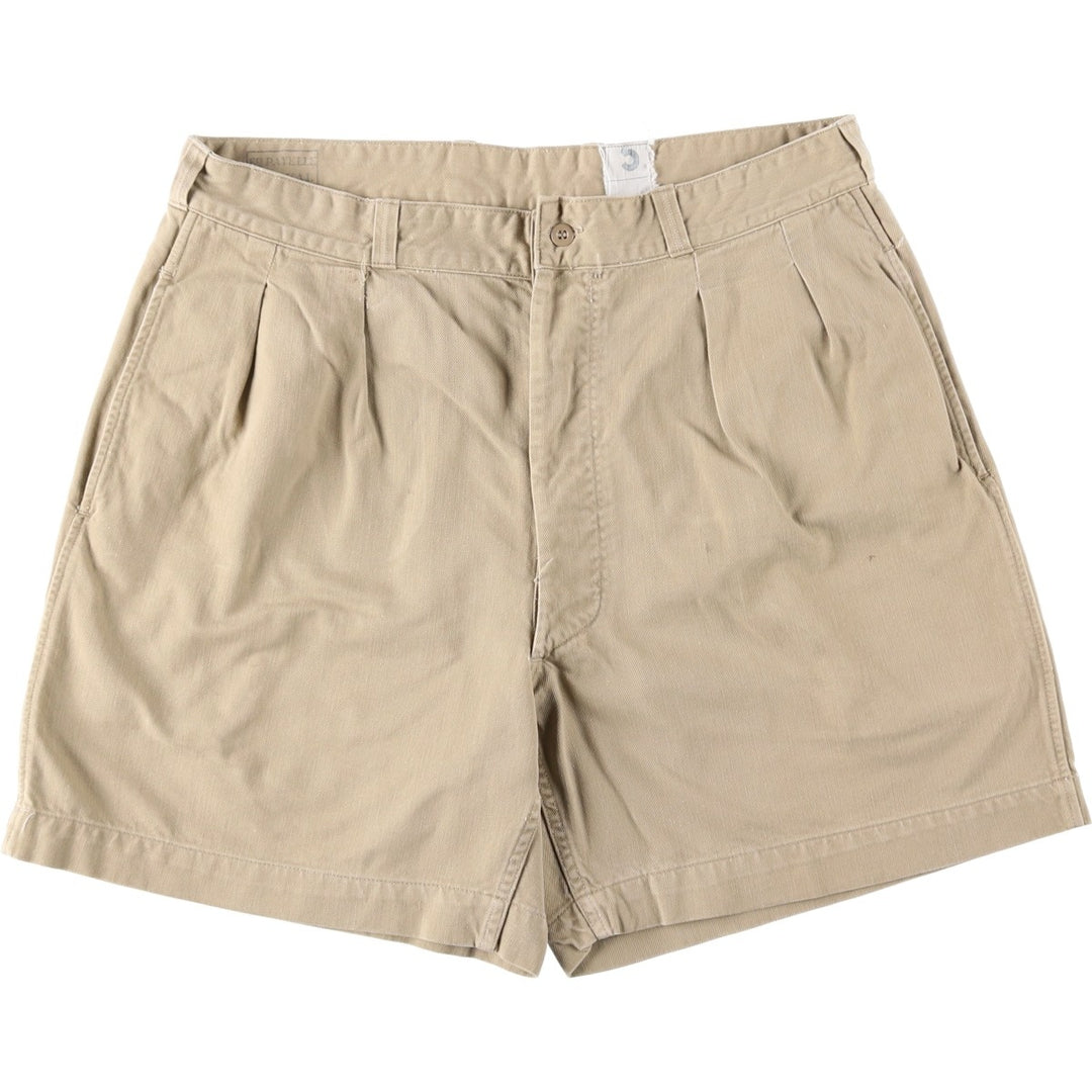 1950s-1960'S French Army M-52 Two-Pleat Military Chino Shorts, Men's Size W34 (approx.), Vintage unclear Beige type Vintage Second Hand