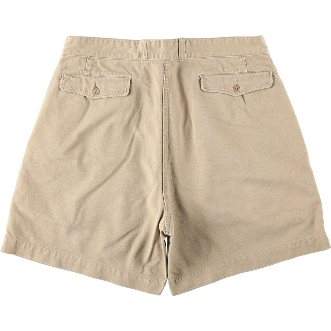 1950s-1960'S French Army M-52 Two-Pleat Military Chino Shorts, Men's Size W34 (approx.), Vintage unclear Beige type Vintage Second Hand