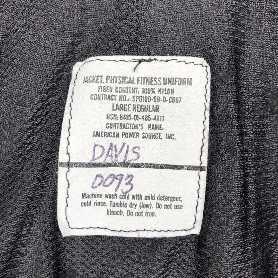 1990'S US Army PFU Training Jacket, Nylon Jacket, Made in USA, Large Regular (Equivalent to Men's L) Nylon gray type Vintage Second Hand