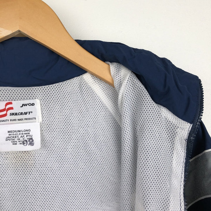 2000'S US Military Issue SKILCRAFT PTU Training Jacket Nylon Jacket Made in USA MEDIUM Nylon navy blue type Vintage Second Hand