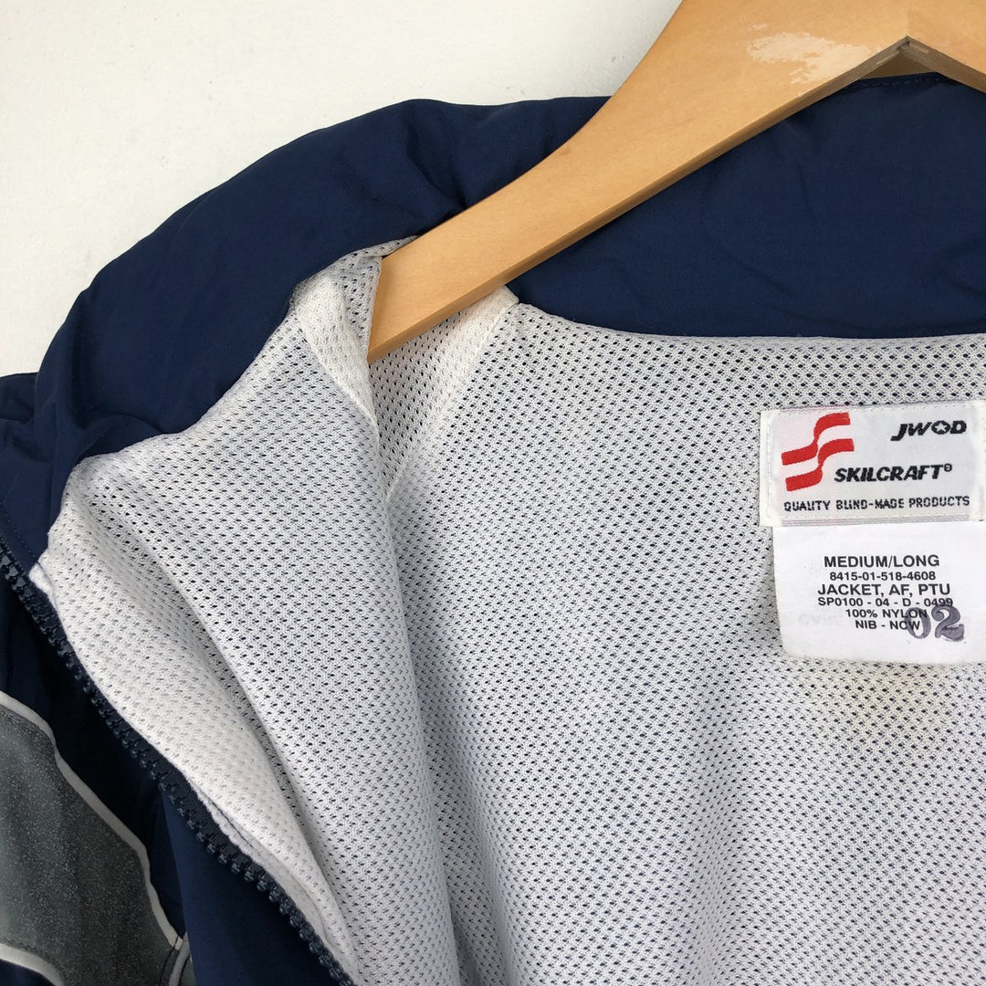2000'S US Military Issue SKILCRAFT PTU Training Jacket Nylon Jacket Made in USA MEDIUM Nylon navy blue type Vintage Second Hand