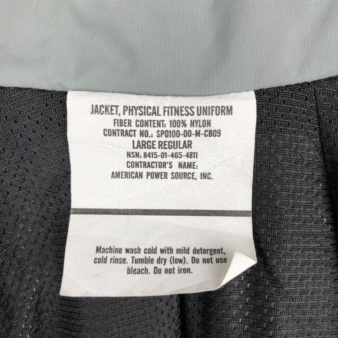 2000'S US Military Issue IPFU Training Jacket, Nylon Jacket, Made in USA, Large Regular Size (Equivalent to Men's L) Nylon gray type Vintage Second Hand