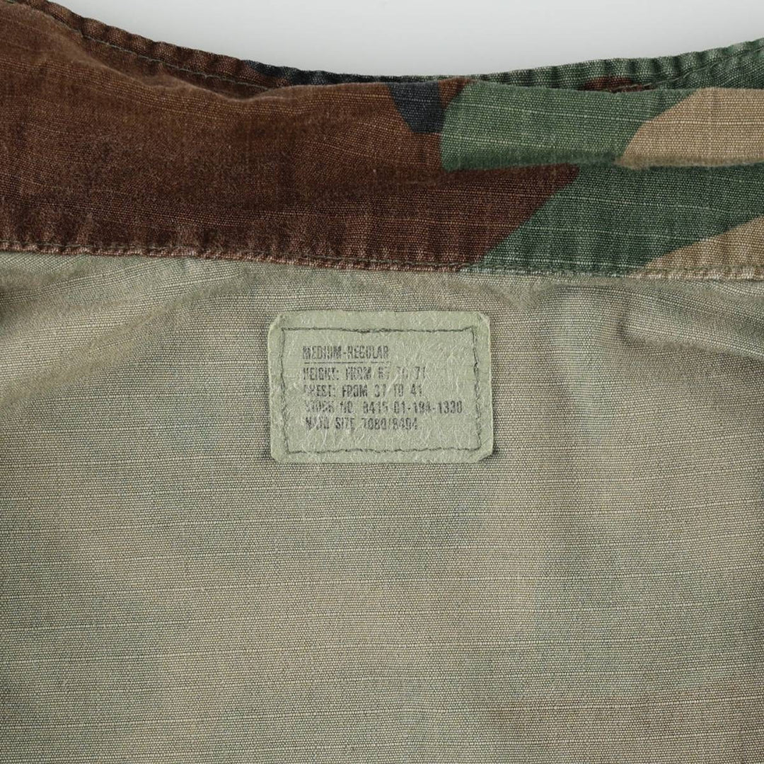 80'S US Military Genuine Camouflage Pattern Woodland Camo Ripstop BDU Military Jacket Made in USA MEDIUM-REGULAR Men's M cotton Khaki type Vintage Second Hand