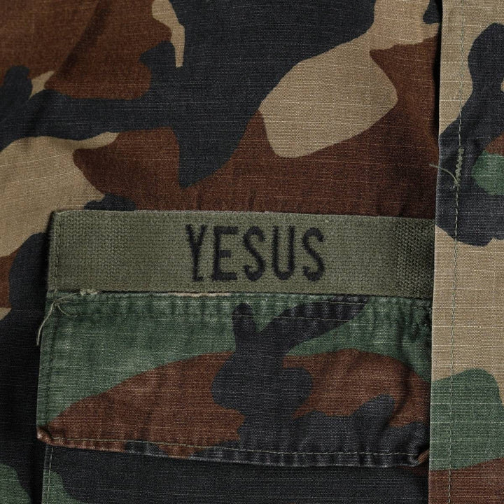 80'S US Military Genuine Camouflage Pattern Woodland Camo Ripstop BDU Military Jacket Made in USA MEDIUM-REGULAR Men's M cotton Khaki type Vintage Second Hand