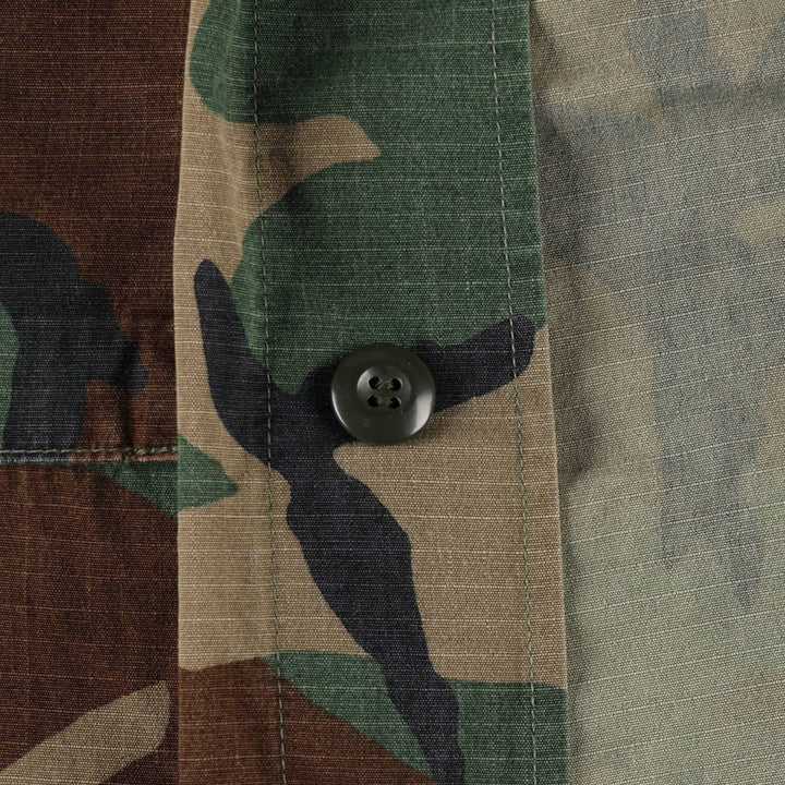 80'S US Military Genuine Camouflage Pattern Woodland Camo Ripstop BDU Military Jacket Made in USA MEDIUM-REGULAR Men's M cotton Khaki type Vintage Second Hand