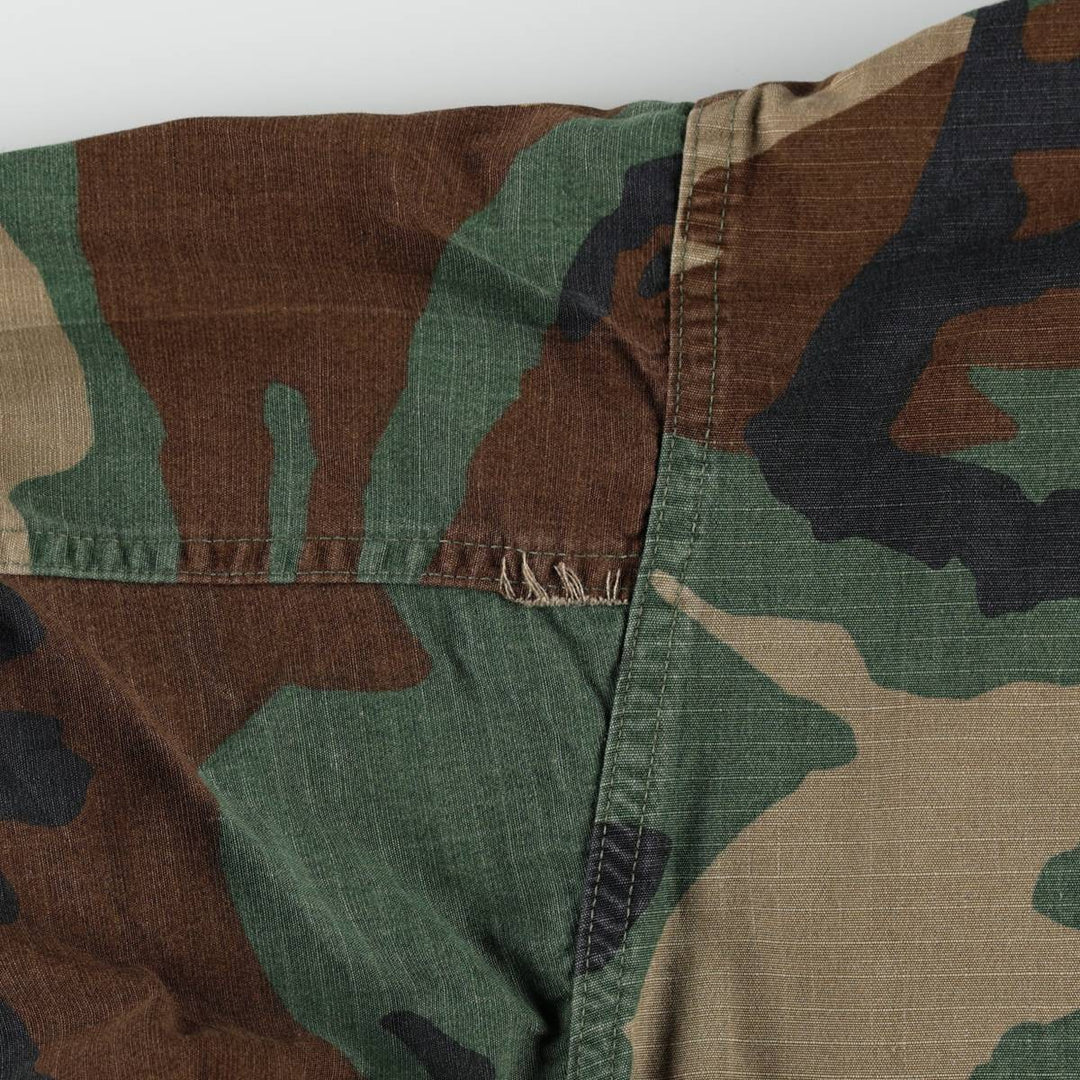 80'S US Military Genuine Camouflage Pattern Woodland Camo Ripstop BDU Military Jacket Made in USA MEDIUM-REGULAR Men's M cotton Khaki type Vintage Second Hand