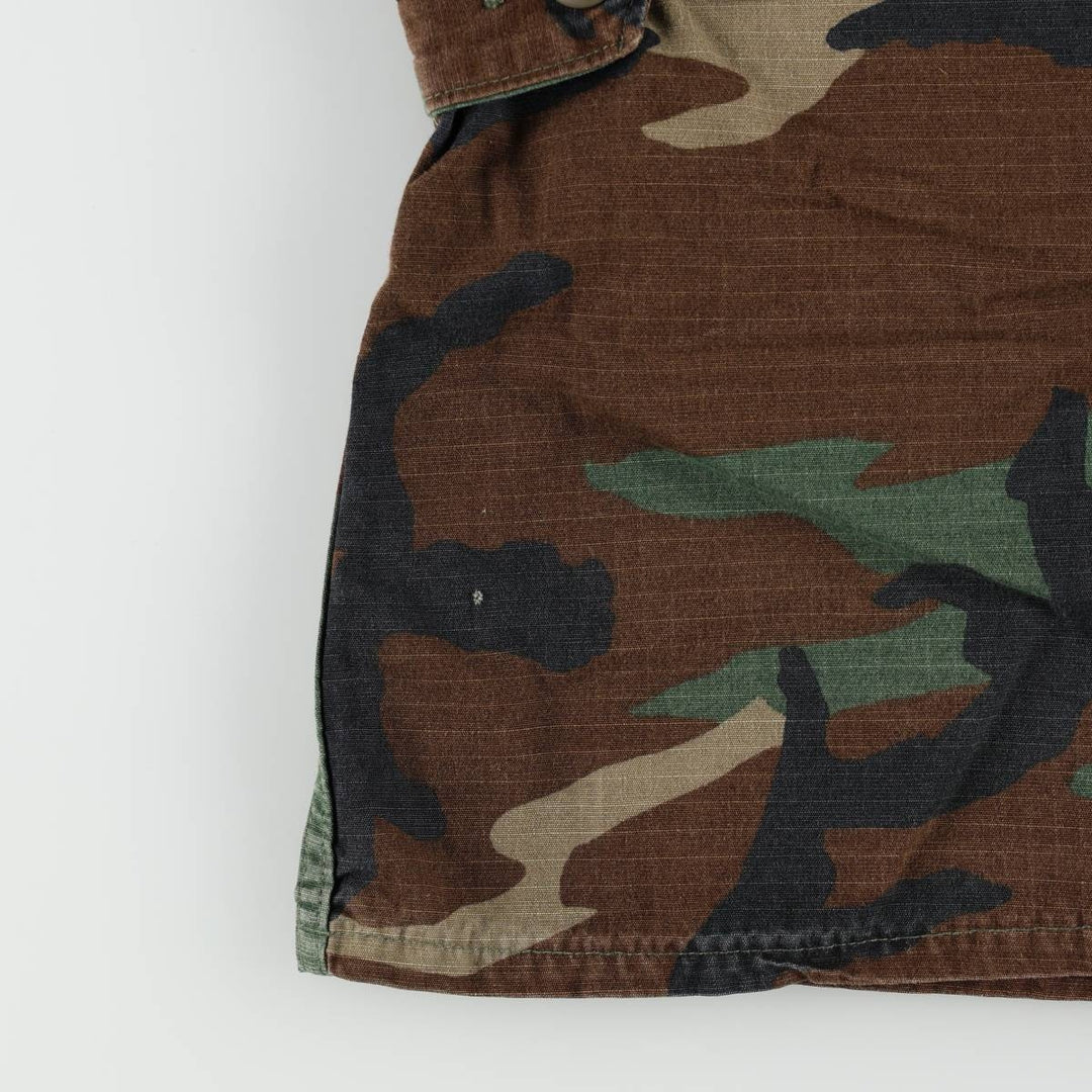 80'S US Military Genuine Camouflage Pattern Woodland Camo Ripstop BDU Military Jacket Made in USA MEDIUM-REGULAR Men's M cotton Khaki type Vintage Second Hand