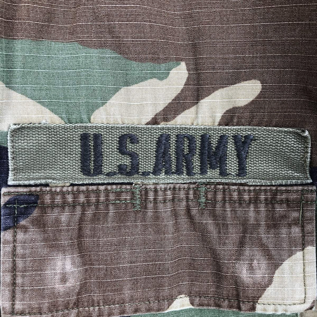 90'S Camouflage Pattern Woodland Camo Ripstop BDU Military Jacket, Made in USA, MEDIUM-REGULAR (Men's M equivalent) Nylon Khaki type Vintage Second Hand