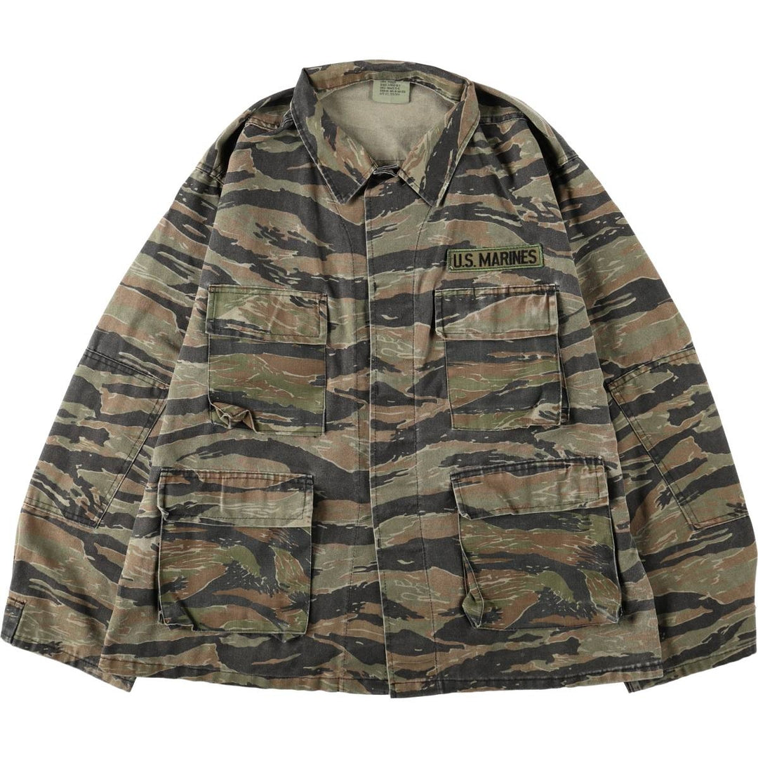 ROTHCO Civilian Camouflage Pattern Tiger Stripe Camo BDU Military Jacket, Made in USA, Men's Size L (approx.) polyester Khaki type Vintage Second Hand