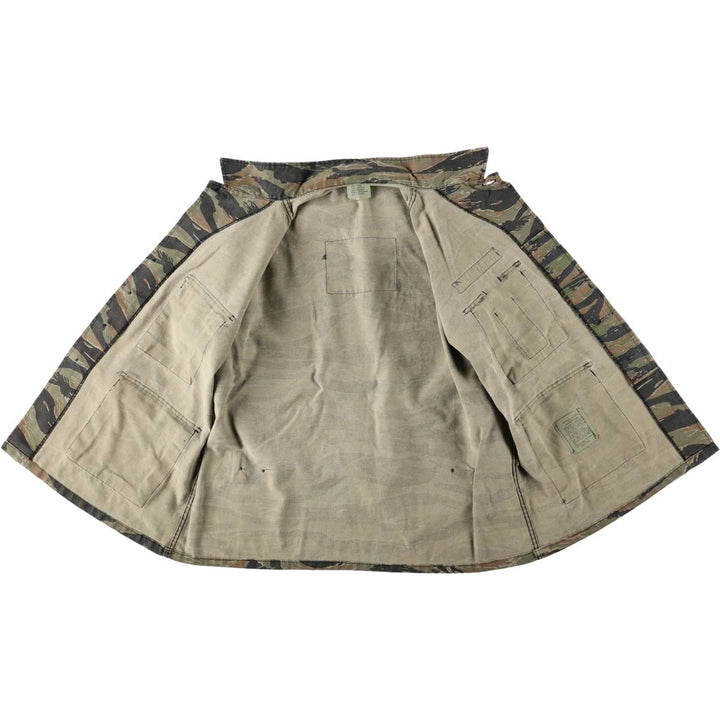 ROTHCO Civilian Camouflage Pattern Tiger Stripe Camo BDU Military Jacket, Made in USA, Men's Size L (approx.) polyester Khaki type Vintage Second Hand
