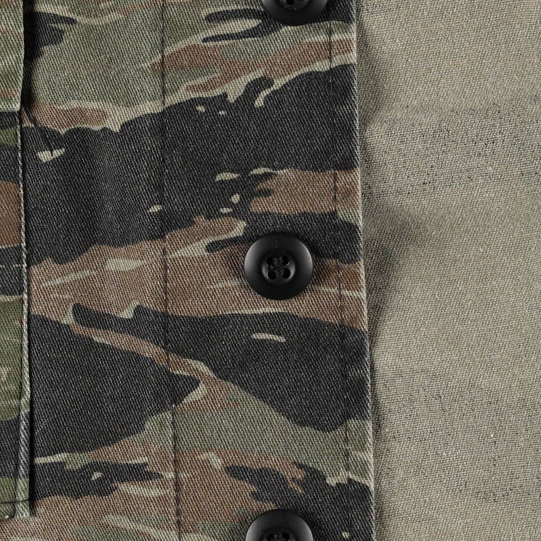 ROTHCO Civilian Camouflage Pattern Tiger Stripe Camo BDU Military Jacket, Made in USA, Men's Size L (approx.) polyester Khaki type Vintage Second Hand
