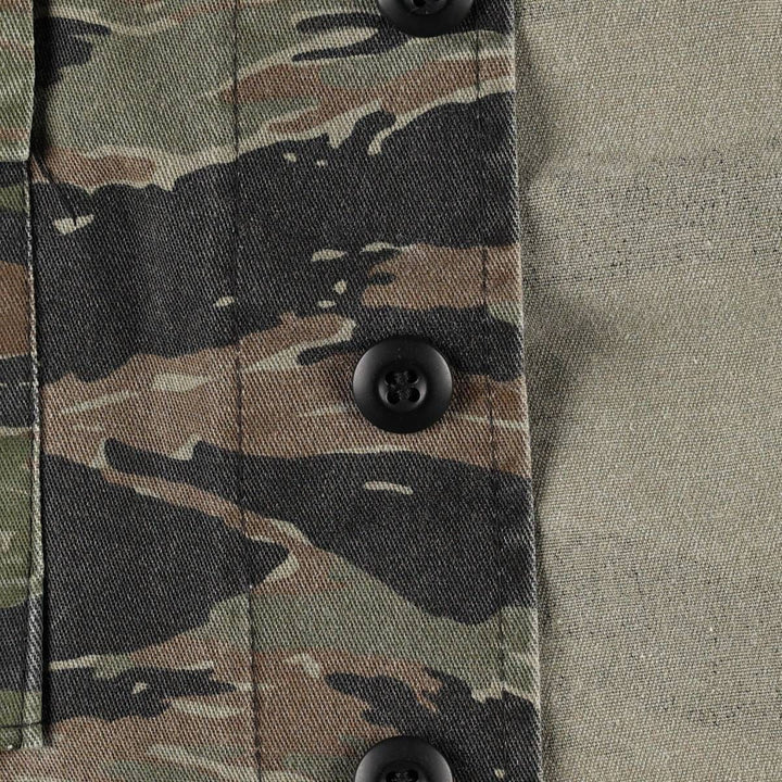 ROTHCO Civilian Camouflage Pattern Tiger Stripe Camo BDU Military Jacket, Made in USA, Men's Size L (approx.) polyester Khaki type Vintage Second Hand