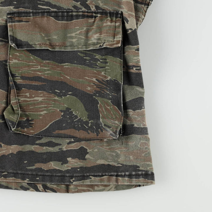 ROTHCO Civilian Camouflage Pattern Tiger Stripe Camo BDU Military Jacket, Made in USA, Men's Size L (approx.) polyester Khaki type Vintage Second Hand
