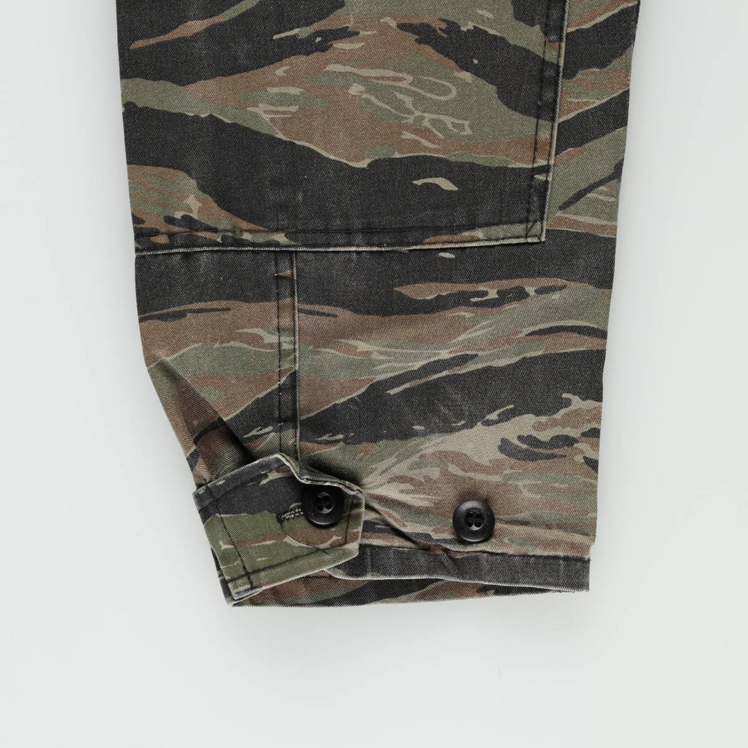 ROTHCO Civilian Camouflage Pattern Tiger Stripe Camo BDU Military Jacket, Made in USA, Men's Size L (approx.) polyester Khaki type Vintage Second Hand