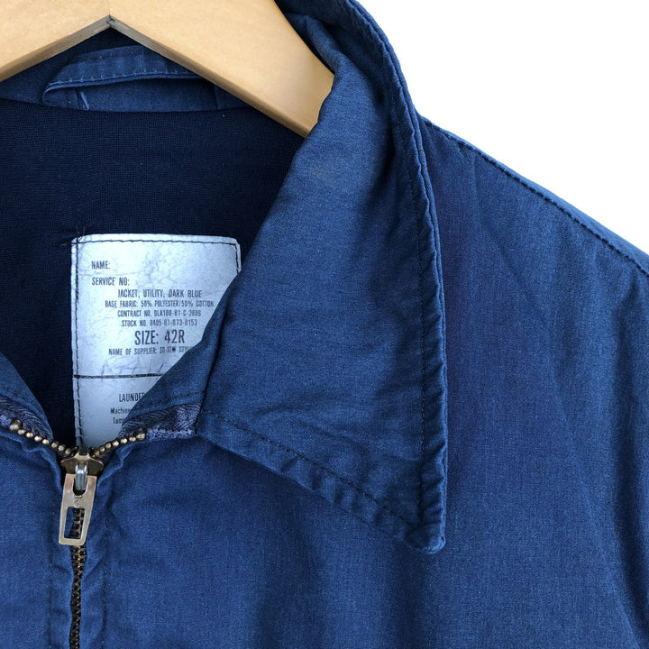 Genuine US Navy Military Utility Jacket, Made in USA, Size 42R (equivalent to Men's L) polyester navy blue type Vintage Second Hand