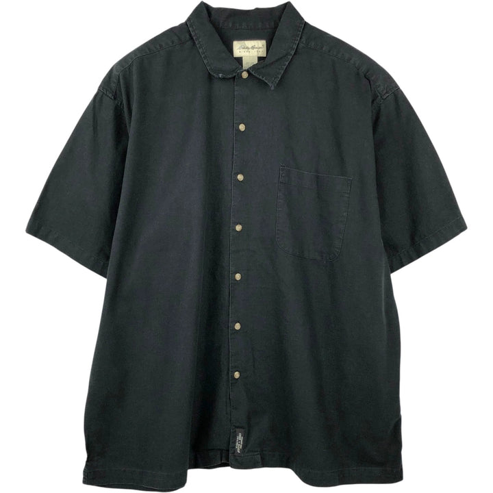 Eddie Bauer Short-Sleeve Linen Box Shirt, Men's Size XXL (approx.) linen black type Vintage Second Hand