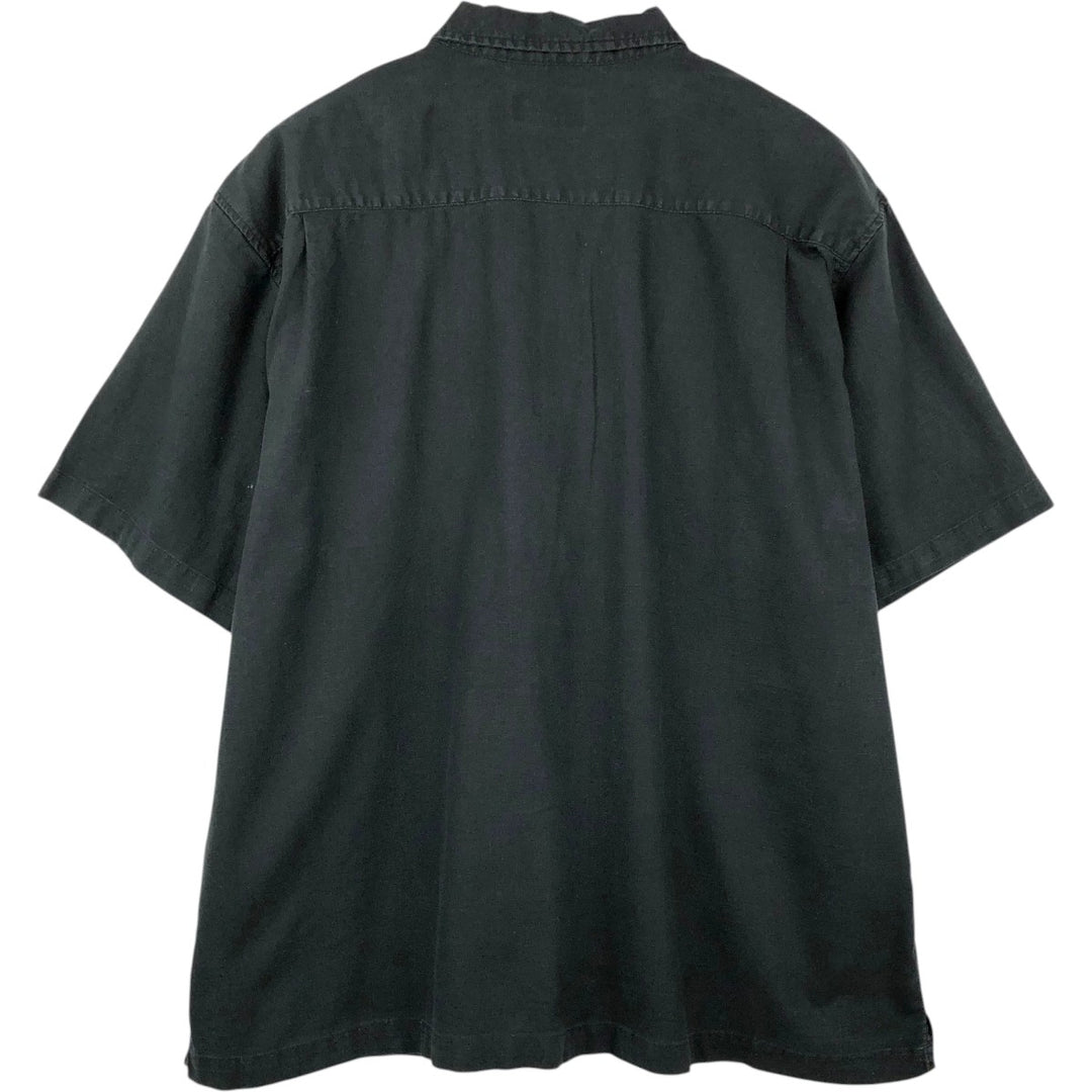 Eddie Bauer Short-Sleeve Linen Box Shirt, Men's Size XXL (approx.) linen black type Vintage Second Hand