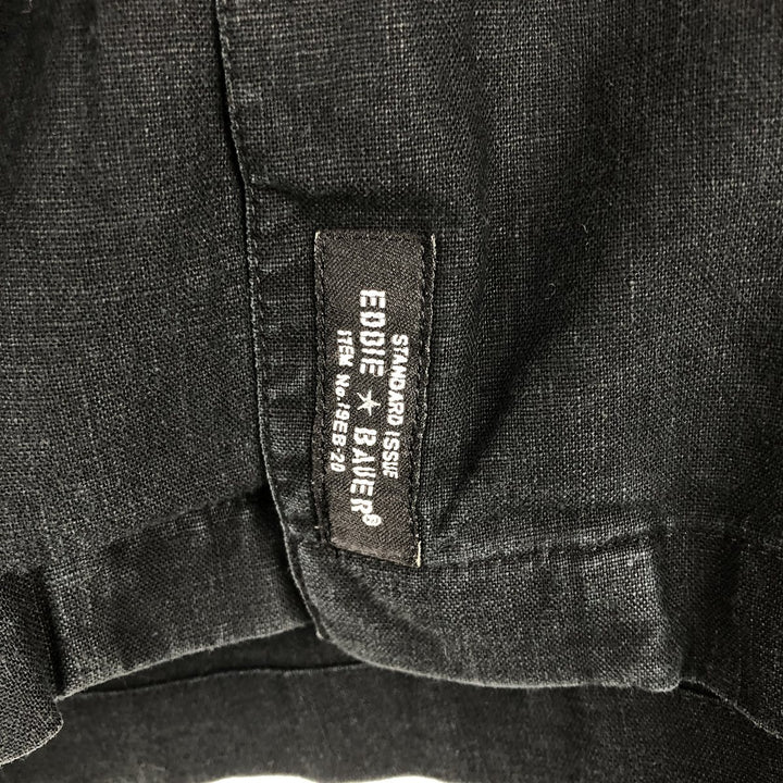Eddie Bauer Short-Sleeve Linen Box Shirt, Men's Size XXL (approx.) linen black type Vintage Second Hand